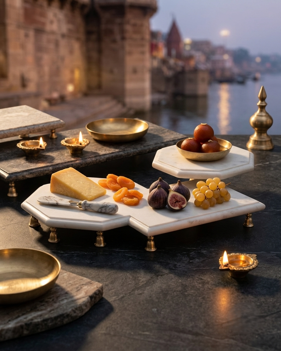 Ahilya Ghat Pedestal Platter Octa