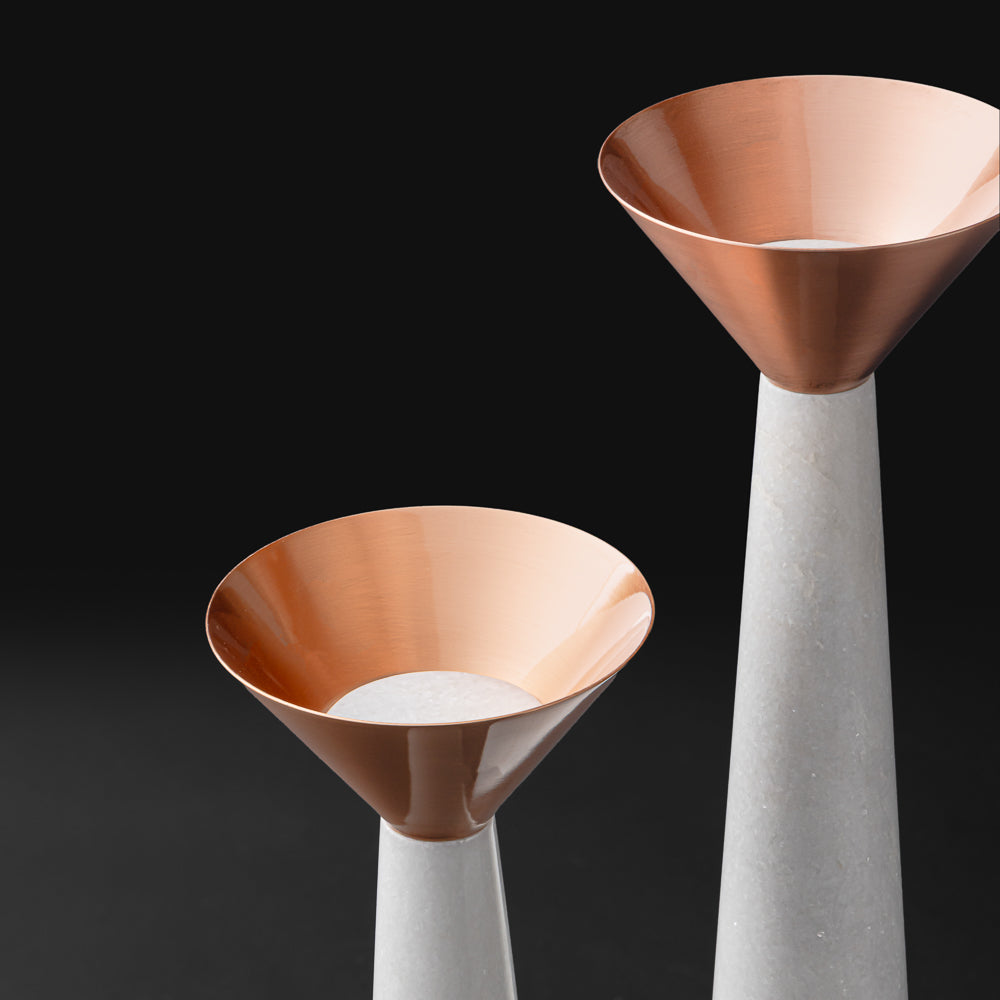 Cu Stone Candlestand White