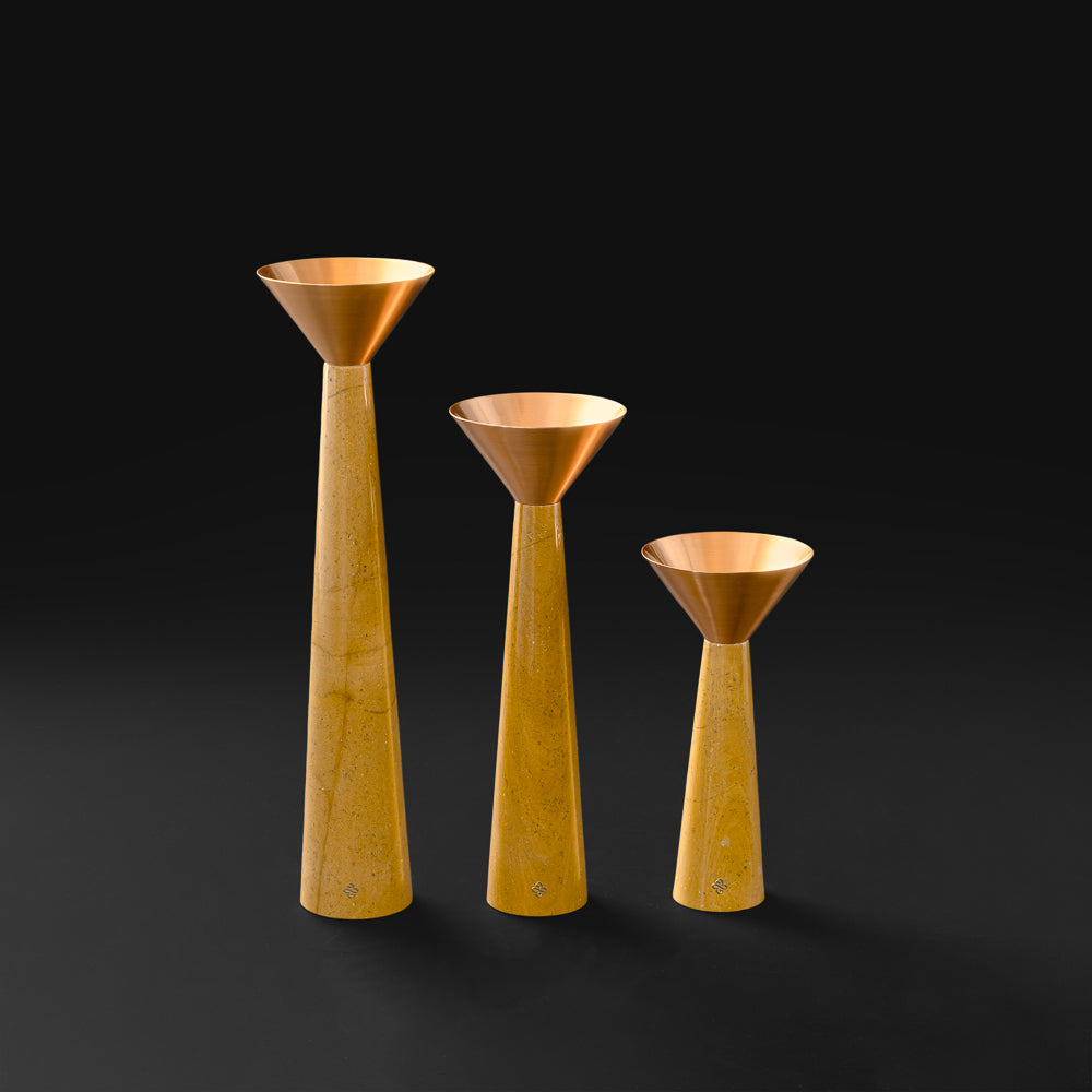 Cu Stone Candlestand Yellow