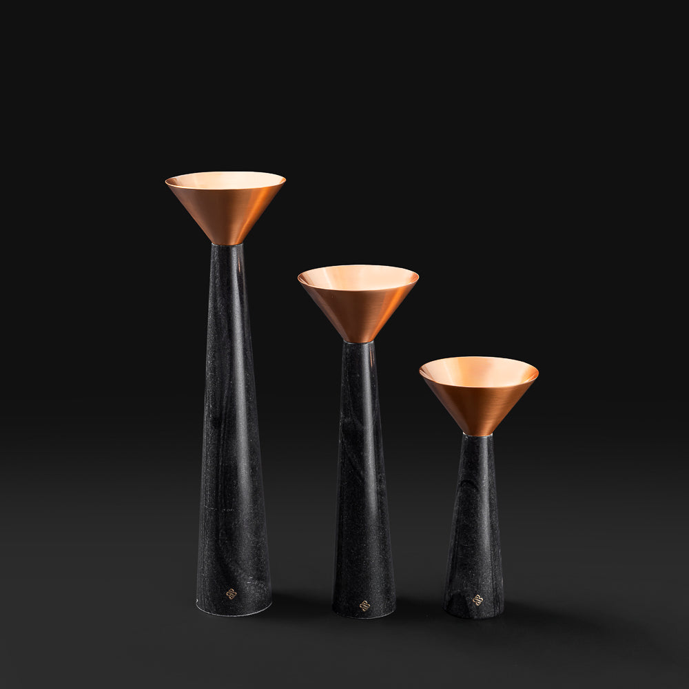 Cu Stone Candlestand Black