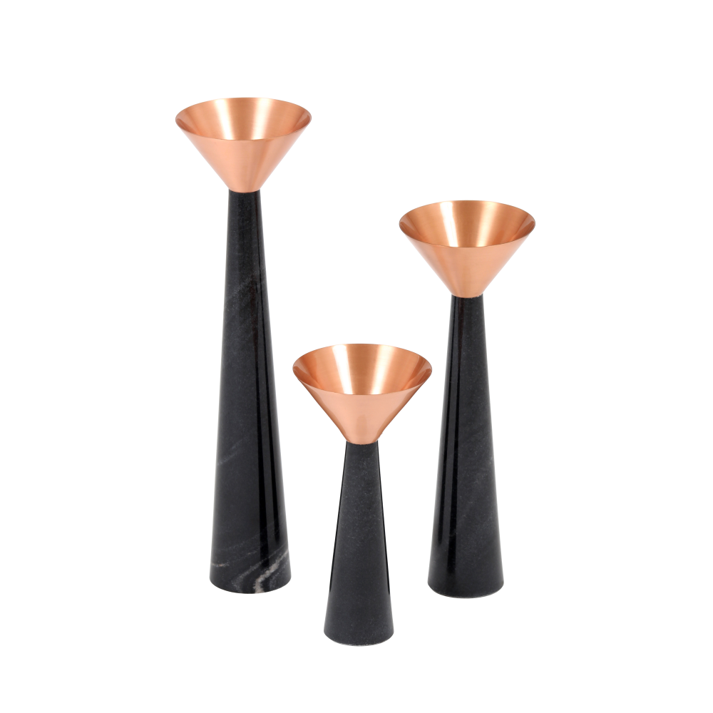 Cu Stone Candlestand Black