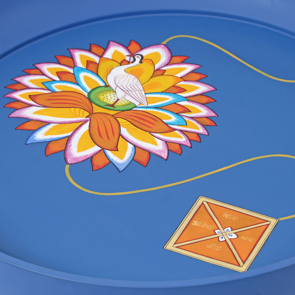 Kalam Table The Egret on Rainbow Lotus Yantra