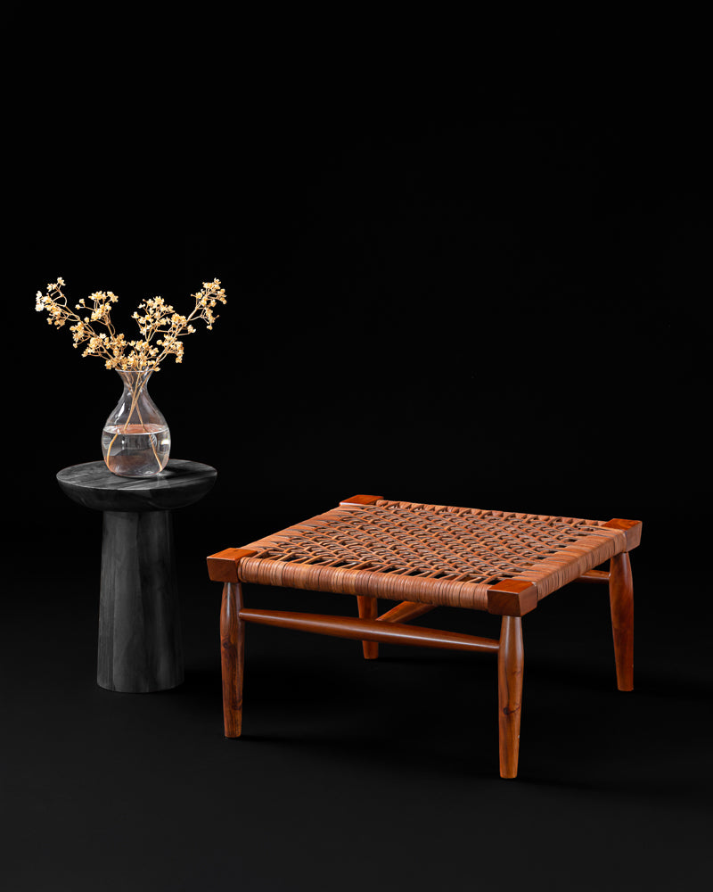 Leather Strap Foot Stool