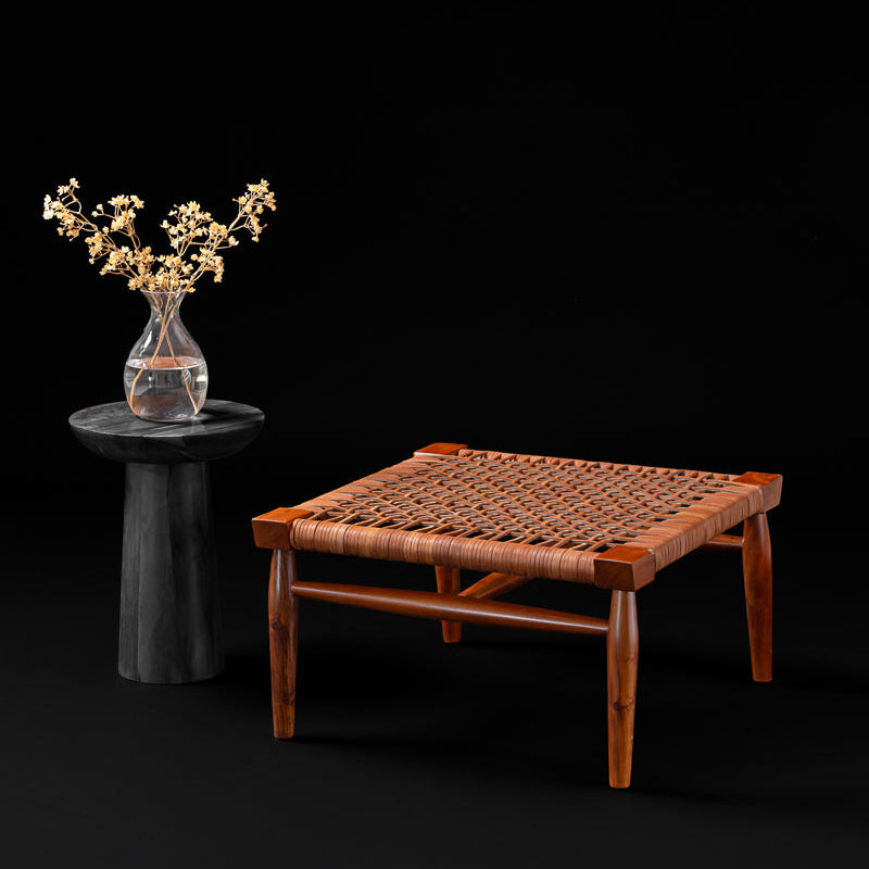 Leather Strap Footstool