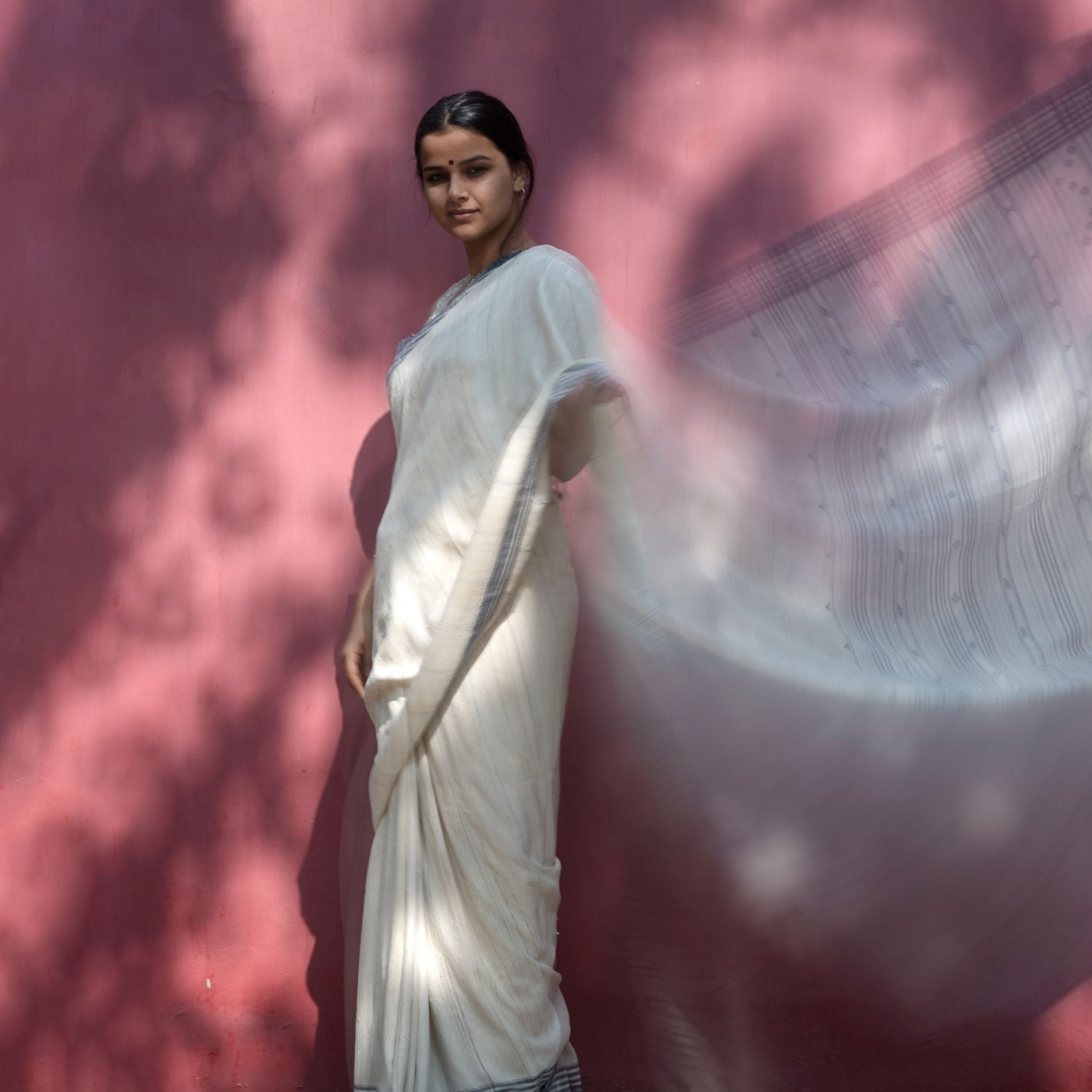 Saree Tusser Silk Weaving Boarder Mahroon 45"X246" Wearable Accessory Handcraft, shawl, stole, woolen stole, handcrafted stole