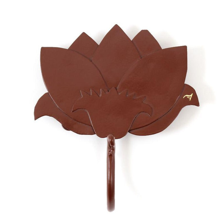 Lotus hook Ir Organiser Hand Hammered thathera artisans Tarnish free iron wall decor outdoors