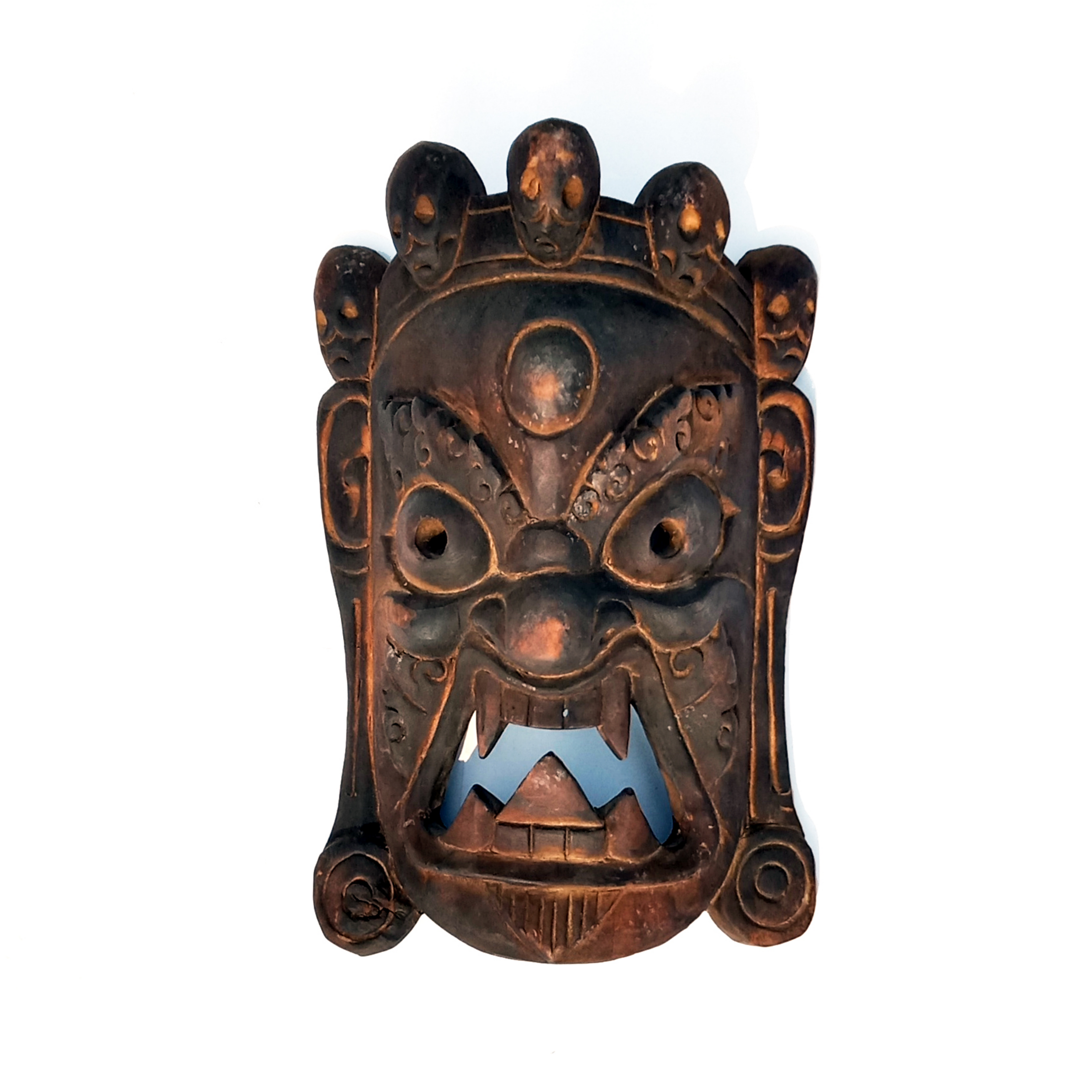 Handcrafted Art Craft Mask Cover Tribal Design Wood Nepal, wall decoration mask