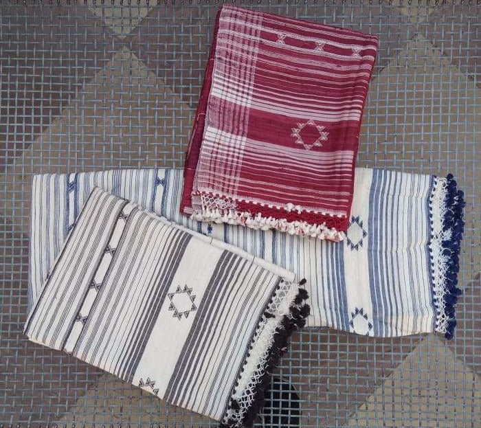 Saree Tusser Silk Weaving Boarder Mahroon 45"X246" Wearable Accessory Handcraft, shawl, stole, woolen stole, handcrafted stole