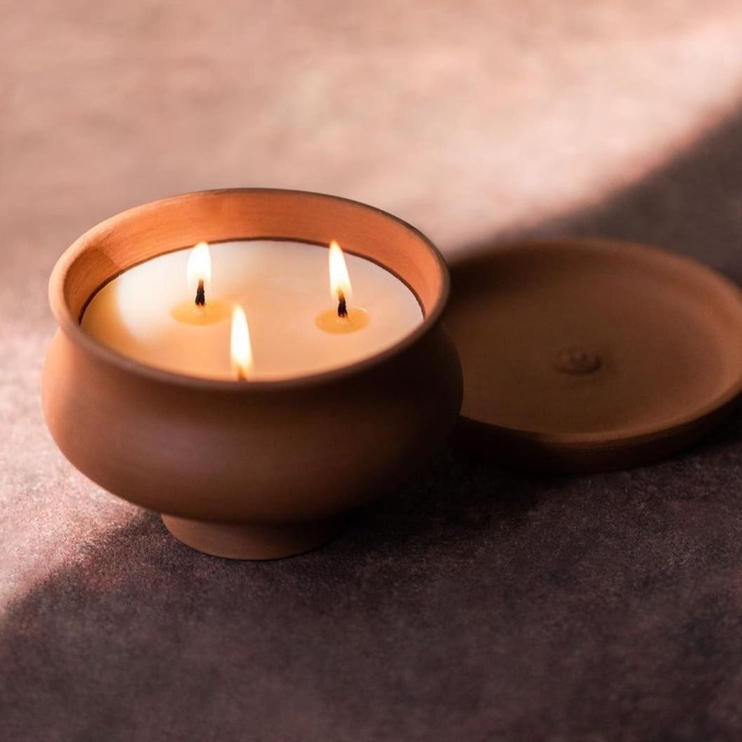 Luxury Candle Terracotta handcrafted handmade pottery lighting, crafted candle, handmade candle, unique beautiful candle