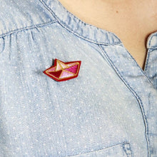 Zardozi Brooch & Rakhi: Kagaz ki Kashti (Paper Boat) Zardozi, Velvet, Silk Thread