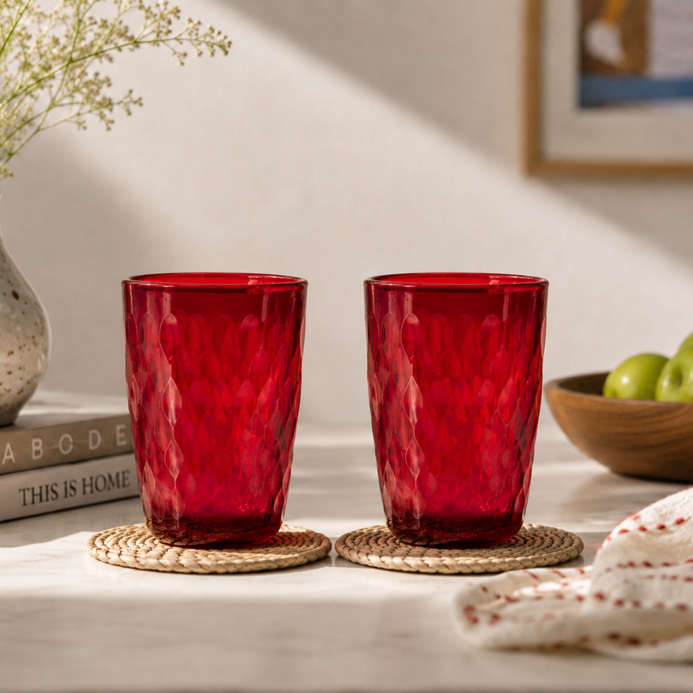 Glass Manak Cutwork Set Of 2