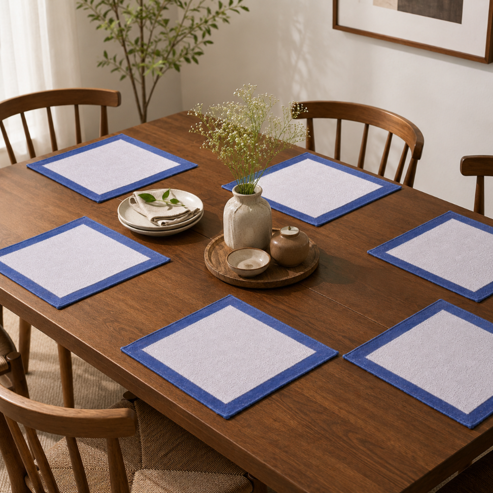 Gota Placemat 13x15 Sliver Blue Set Of 6