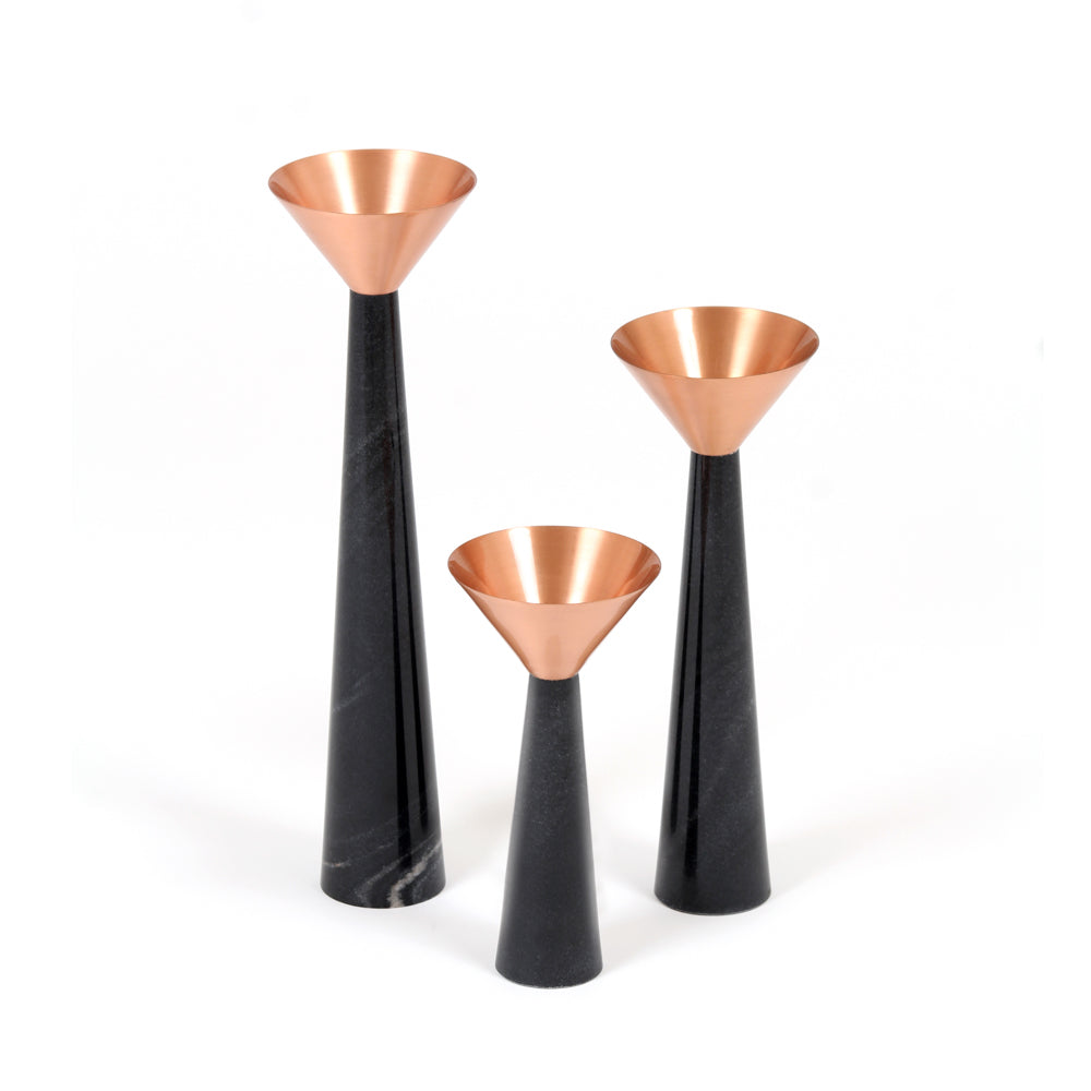 Cu Stone Candlestand Black