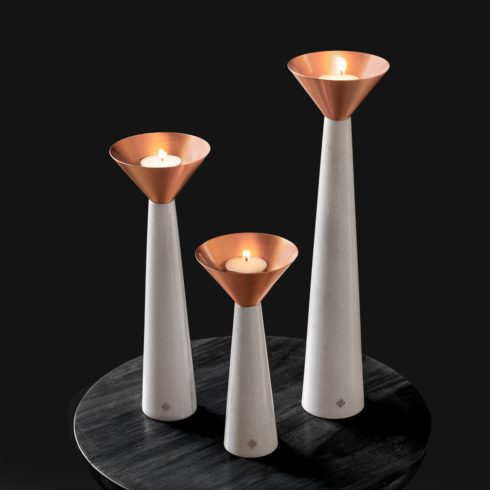 Cu Stone Candlestand White