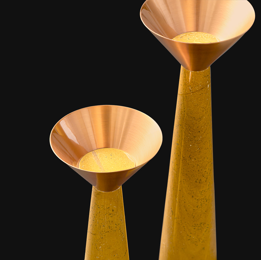 Cu Stone Candlestand Yellow