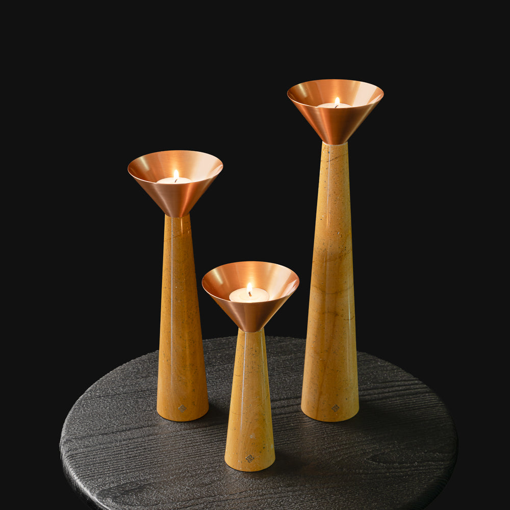 Cu Stone Candlestand Yellow