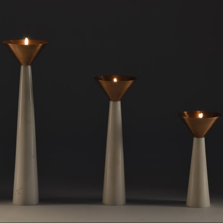 Cu Stone Candle stand Marble Copper Lighting Outdoor Display, handmade, ancient,