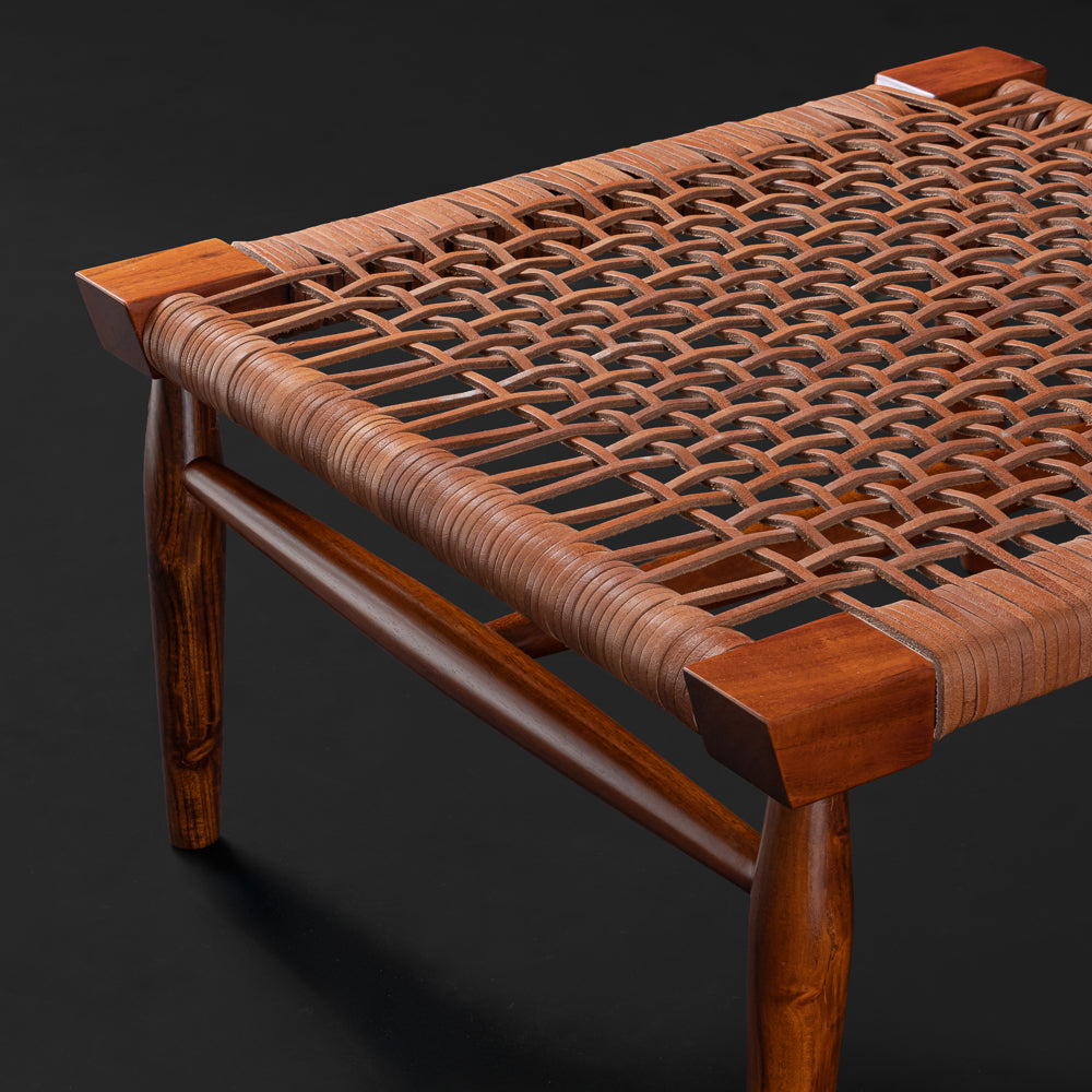 Leather Strap Foot Stool