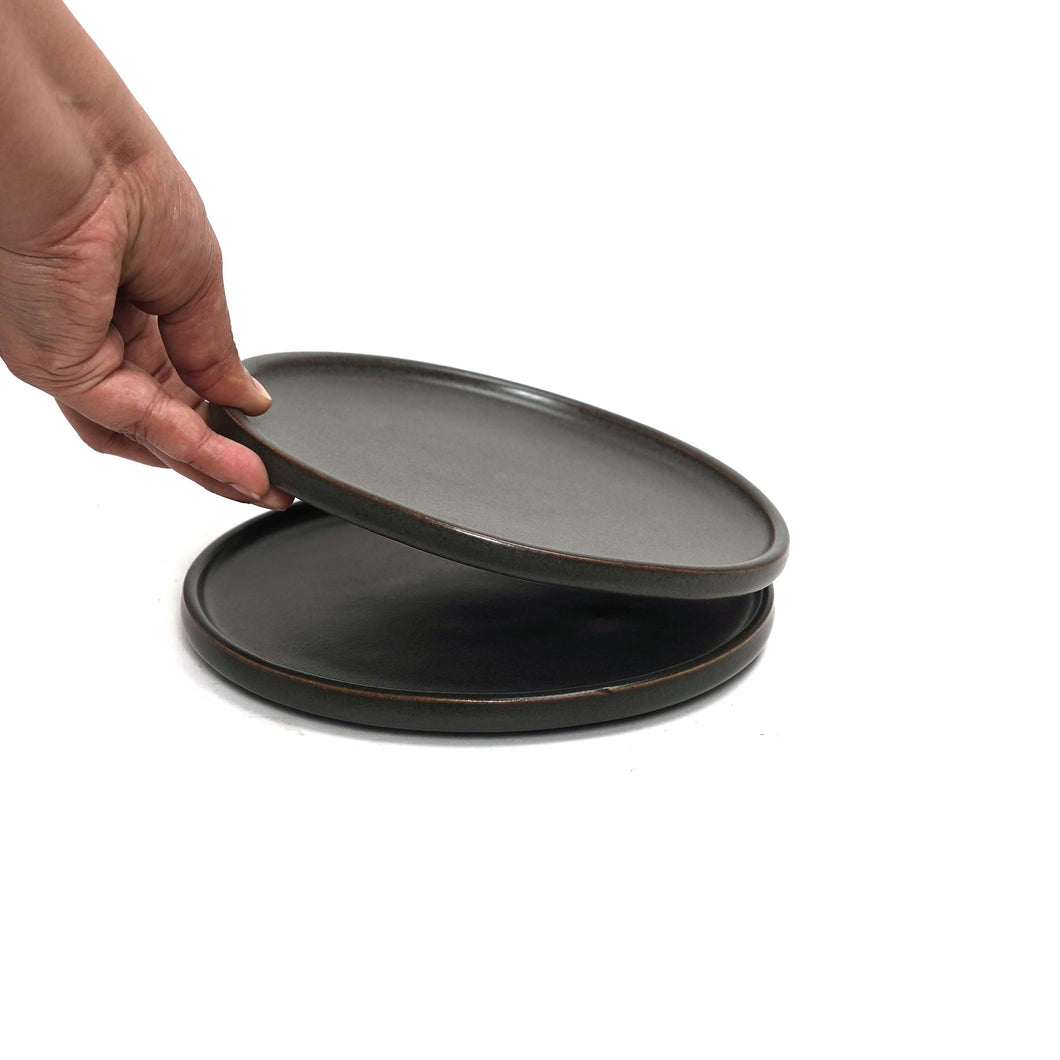 Stack Desert Plate 6 - Gray set of 2,Microwave and Dishwasher Safe. Hand wash with mild detergents.