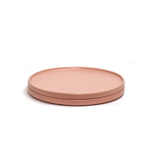 Stack Starter Plate 8- Coral set of 2, Microwave and Dishwasher Safe. Hand wash with mild detergents.