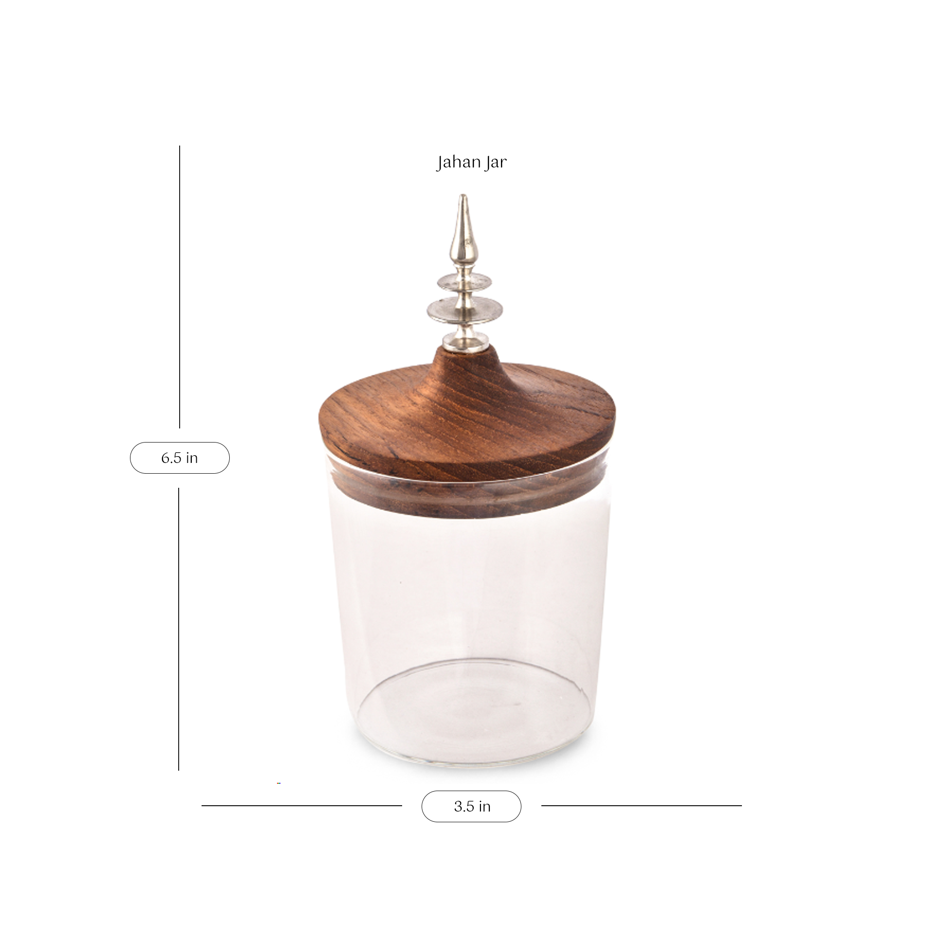 Home Objects , Display , Table top, Shah, Noor & Jahan jars, handcrafted in silver plated brass, recycled teak, borosilicate glass, container, wooden lid