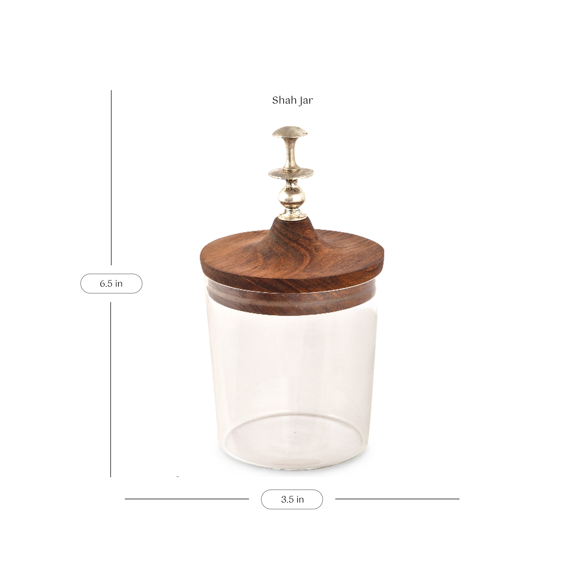 Home Objects , Display , Table top, Shah, Noor & Jahan jars, handcrafted in silver plated brass, recycled teak, borosilicate glass, container, wooden lid