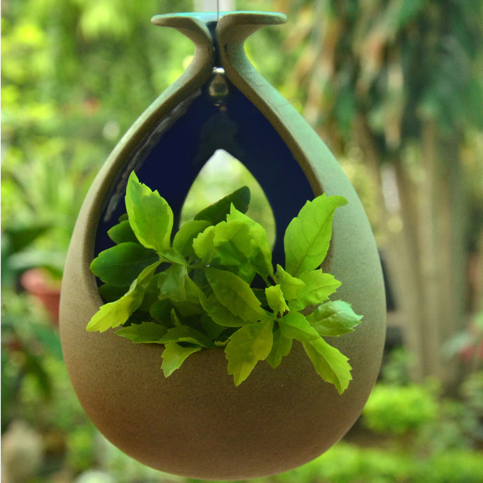 Matsya Holder  Hanging outdoor Stoneware planter birfeeder birdcage tealight holder