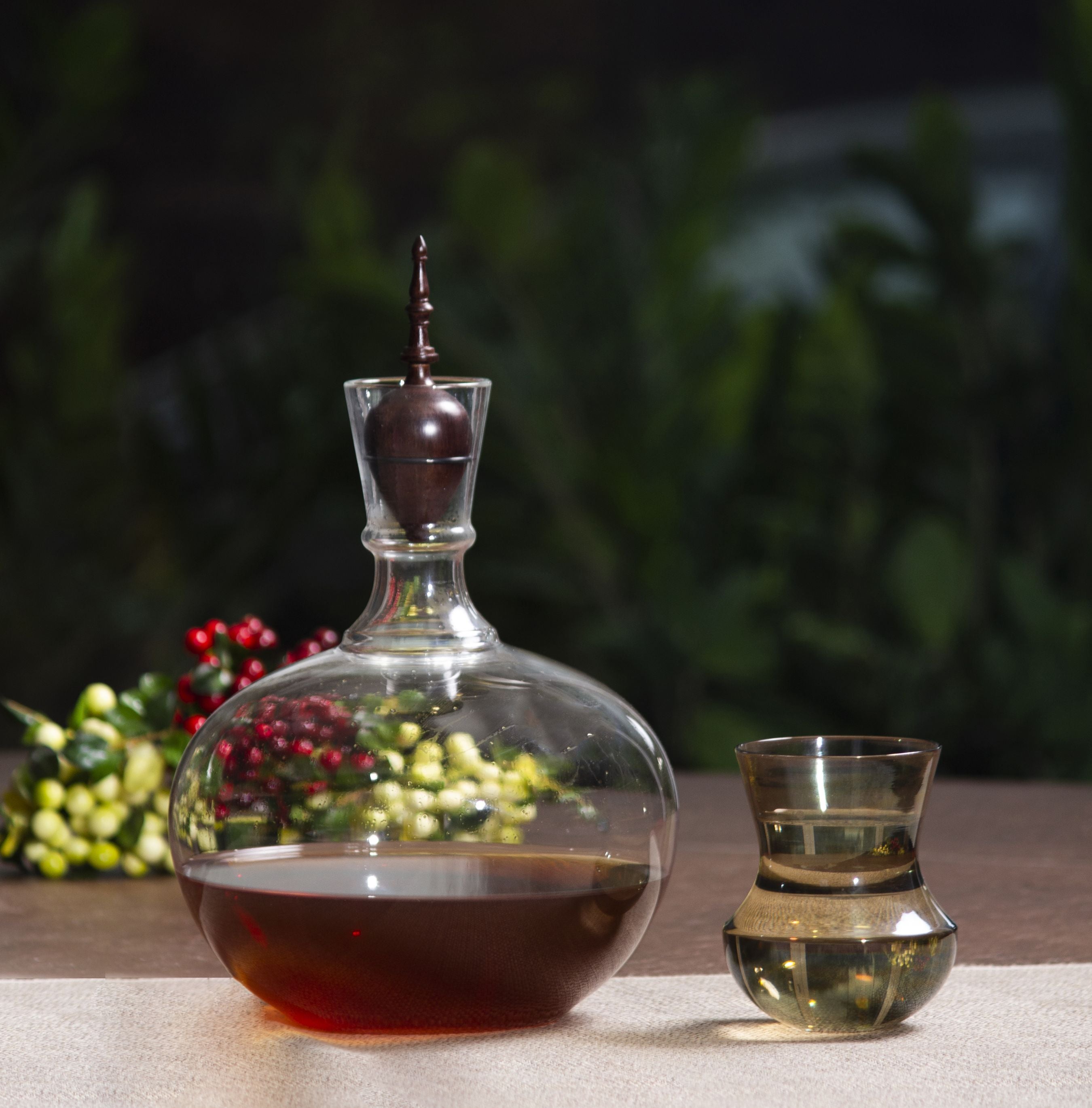 Elixir karafe with stopper glass jar with stopper dinning serving home object glass sheesham wood, jar, container