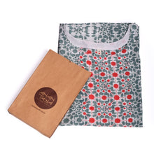 Naksha Teal Red Hand Block Printed Kaftan