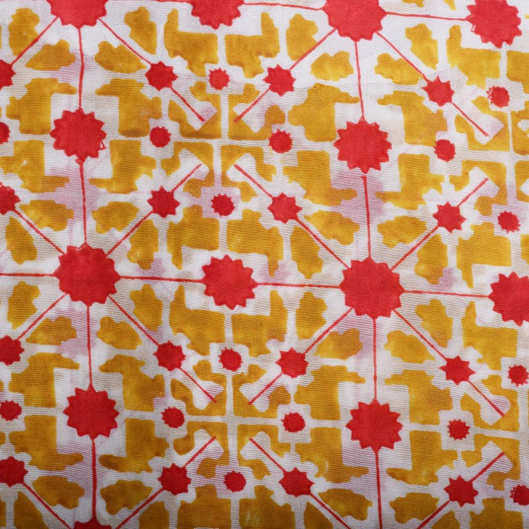 Naksha Yellow Red Hand Block Printed Crop Top