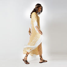 Naksha Yellow Red Hand Block Printed Kaftan