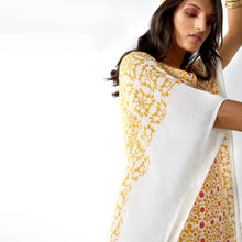 Naksha Yellow Red Hand Block Printed Kaftan