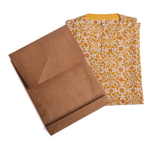 Naksha Yellow Red Linen Hand Block Printed Full Sleeve Shirt