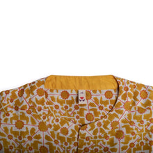 Naksha Yellow Red Linen Hand Block Printed Full Sleeve Shirt