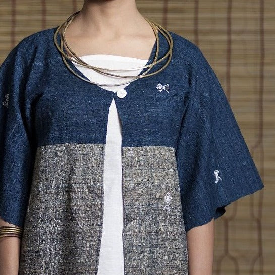 Wild Ass PARALLEL wool silk Indigo Wearable Stitched Garment Textile Weaving