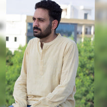 Malkha Handspun Cotton Unisex Shirt Desert Yellow Wearable Stitched Garment Textile Weaving