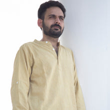 Malkha Handspun Cotton Unisex Shirt Desert Yellow Stripes
