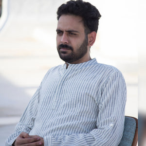 Malkha Handspun Cotton Unisex Shirt Salt Stripes