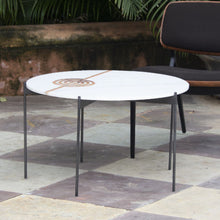 Amaze table Mandu Round Furniture , Stone Inlay , Coffee table intricate interlocking pattern marble inlay, handcrafted, made in India, artist