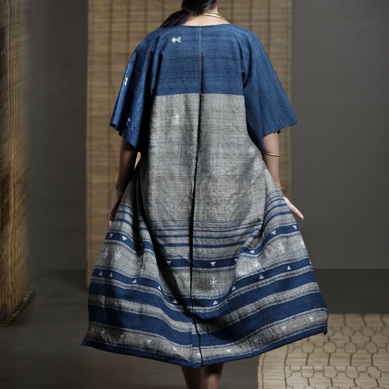 Wild Ass PARALLEL wool silk Indigo Wearable Stitched Garment Textile Weaving