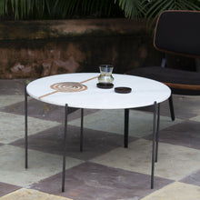 Amaze table Mandu Round Furniture , Stone Inlay , Coffee table intricate interlocking pattern marble inlay, handcrafted, made in India, artist. table