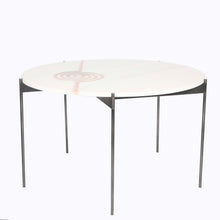 Amaze table Mandu Round Furniture , Stone Inlay , Coffee table intricate interlocking pattern marble inlay,handcrafted, made in India, artist, table