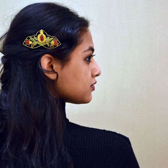 Anar Zardozi Hrn Hair Stick , Wearable Jewellery , Embroidery , Wearable Jewellery , Embroidery, crafted