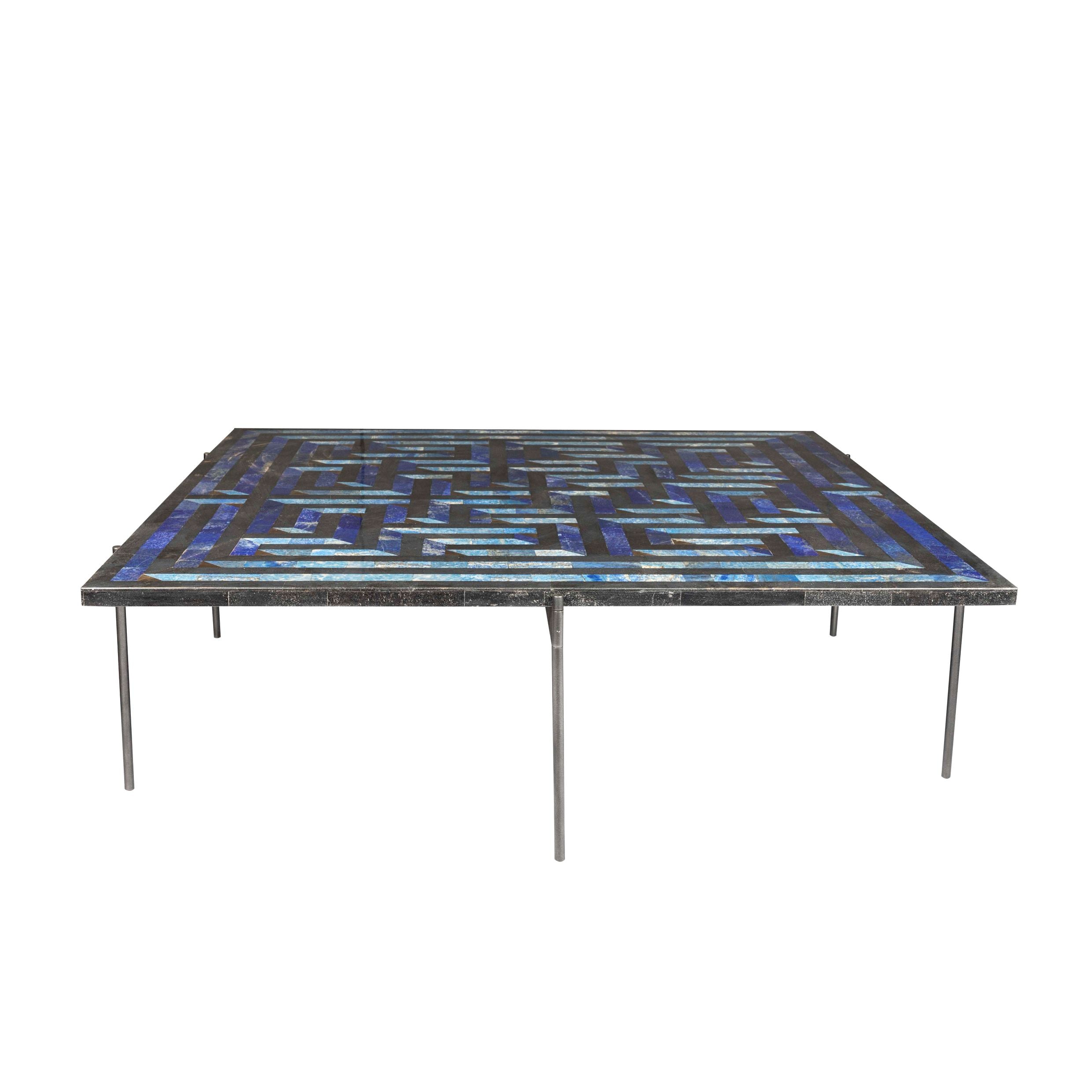 Amaze table Deeg Square Furniture , Stone Overlay , Coffee table intricate interlocking pattern marble inlay, handcrafted, made in India, artist