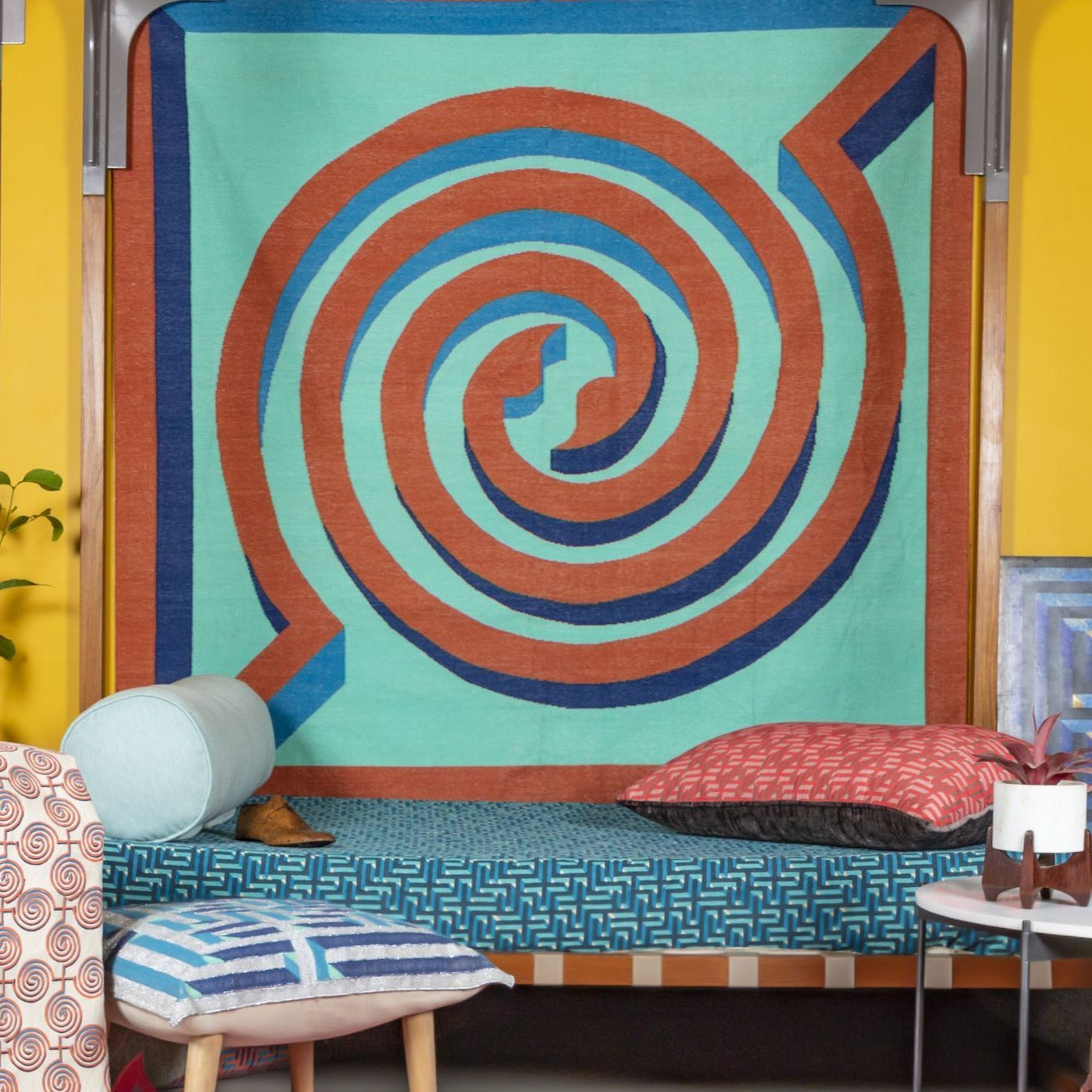Amaze Dhurrie MANDU Round 6'x6' , Home textiles , Rugs , Carpets , Durrie weaving, handcrafted, made in India, artist