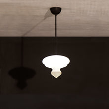Benaras Pendant Lamp Finial ceiling lamp hanging lamp lighting handblown frosted glass, brass, and hand-turned marble, hanging light, lighting, crafted