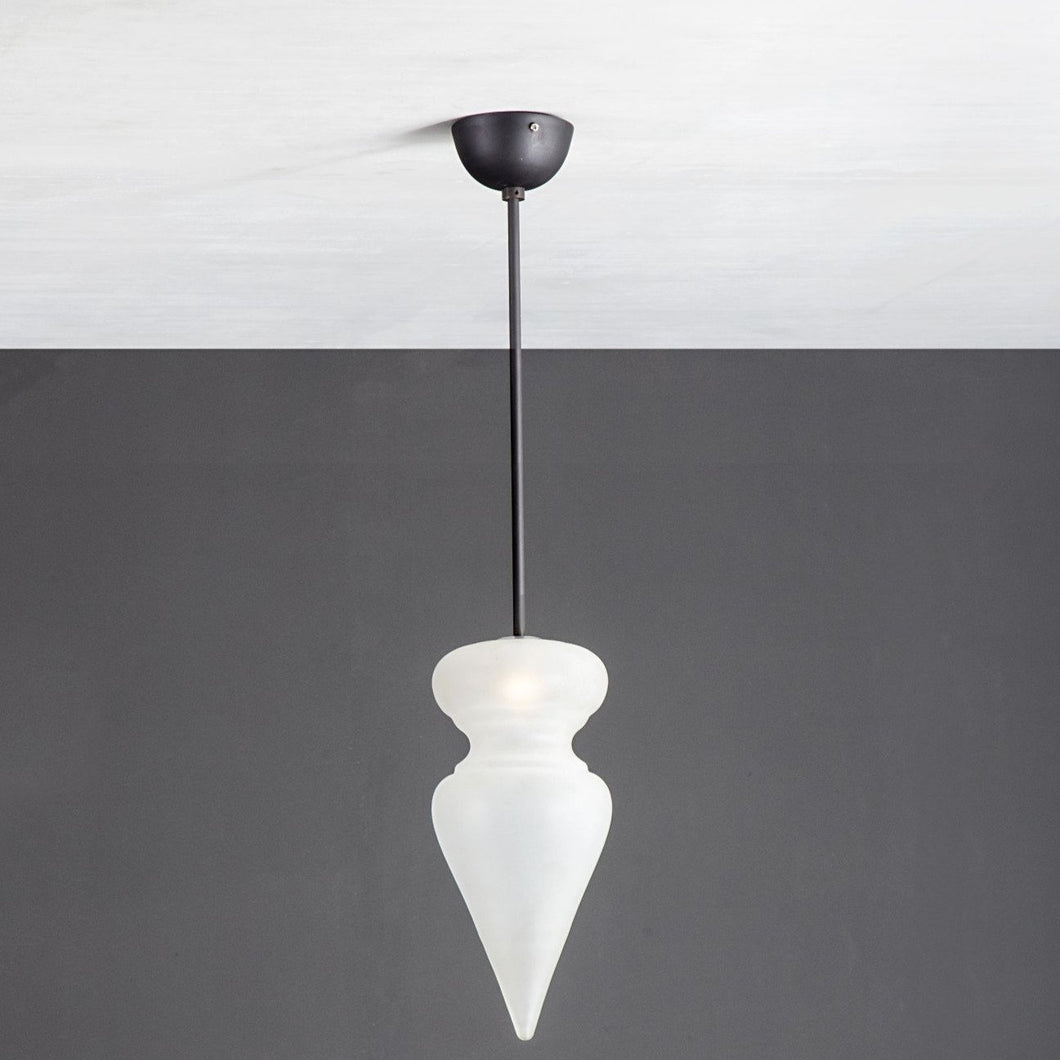 Benaras Pendant Lamp Finial ceiling lamp hanging lamp lighting handblown frosted glass, brass, and hand-turned marble, hanging light, lighting, crafted