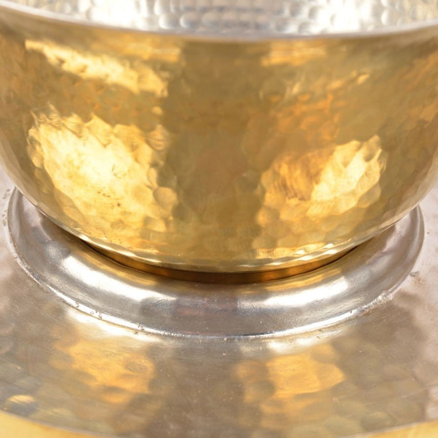 Hookka Bowl & Plate hand-hammered brass natural kalai home decor dinning serving Thathera metal artisans