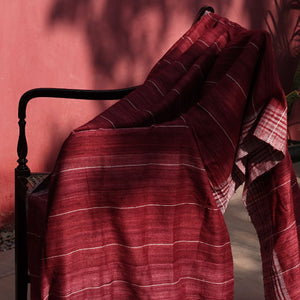 Saree Tussar Silk Weaving Border White 45"X246" Wearable Accessory, shawl, stole, woolen stole, handcrafted stole