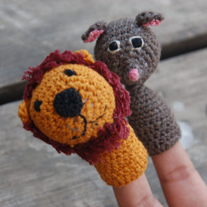 KeKiKa Panchtantra Finger Puppet Lion n Mouse Accessory Games/ Toys, children toys, woolen, crafted